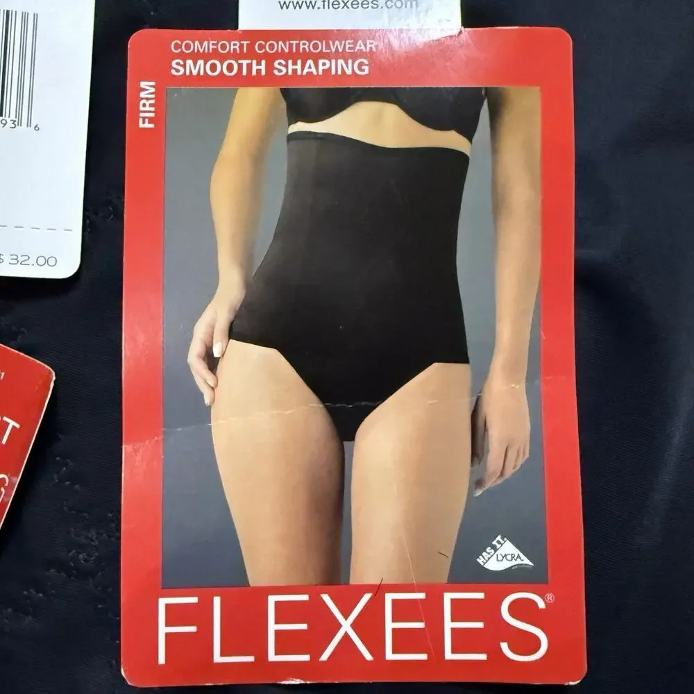 VTG Flexees Shapewear Controlwear Waist Shaping Firm Smooth Shaping Black Large